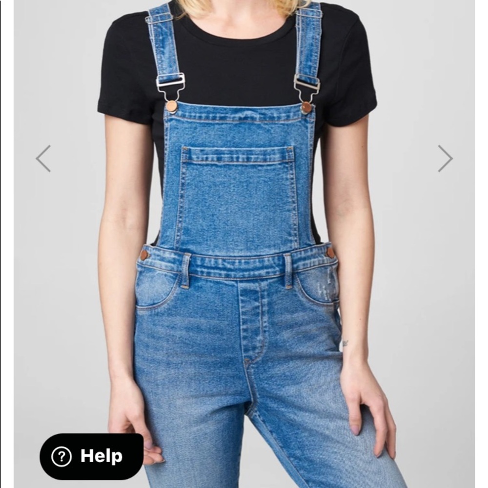 BLANK NYC Size 28 Denim Overalls 2% stretch MidBlue Brass Slide Fitting $229 NEW - Picture 3 of 12